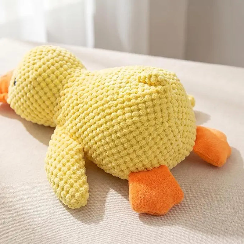 Plush Squeaky Duck Dog Toy - Ultra-Soft Corduroy Chew and Tug Toy with Built-In Sound, Durable and Safe Interactive Plaything for Dogs and Puppies