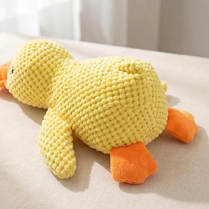 Plush Squeaky Duck Dog Toy - Ultra-Soft Corduroy Chew and Tug Toy with Built-In Sound, Durable and Safe Interactive Plaything for Dogs and Puppies