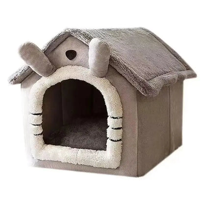 All-Season Dog House-Style Bed - Removable and Washable Pet Bed for Small Dogs and Cats, Ideal for Winter Warmth