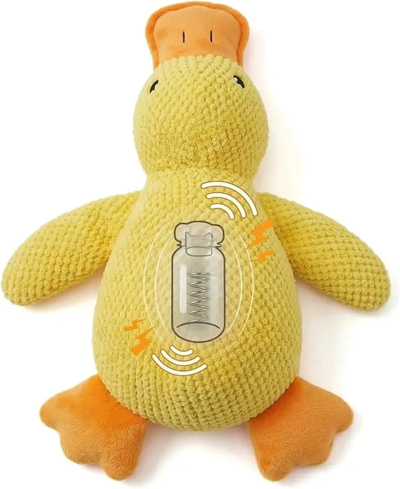 Plush Squeaky Duck Dog Toy - Ultra-Soft Corduroy Chew and Tug Toy with Built-In Sound, Durable and Safe Interactive Plaything for Dogs and Puppies