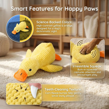 Plush Squeaky Duck Dog Toy - Ultra-Soft Corduroy Chew and Tug Toy with Built-In Sound, Durable and Safe Interactive Plaything for Dogs and Puppies