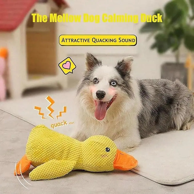 Plush Squeaky Duck Dog Toy - Ultra-Soft Corduroy Chew and Tug Toy with Built-In Sound, Durable and Safe Interactive Plaything for Dogs and Puppies