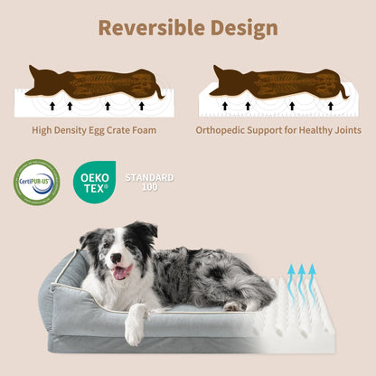 FAIRYPET Premium Soothing Sofa Pet Bed for Dogs and Cats | Removable, Machine-Washable Design | Soft, Durable Dutch Fleece with Non-Slip Base for Small and Medium Pets