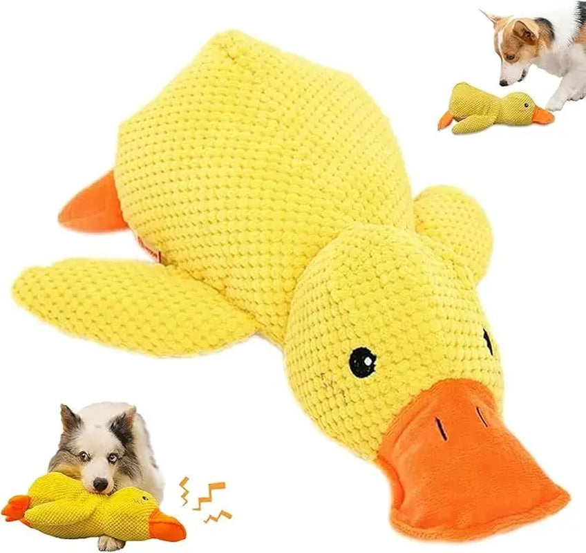 Plush Squeaky Duck Dog Toy - Ultra-Soft Corduroy Chew and Tug Toy with Built-In Sound, Durable and Safe Interactive Plaything for Dogs and Puppies